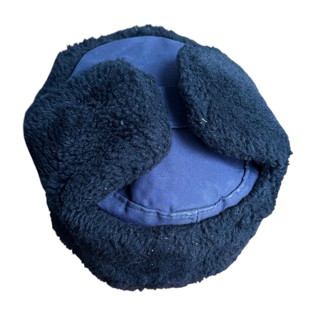 WINTER CAP FOR CADRES - SOVIET PERIOD - ROMANIAN ARMY MILITARY SURPLUS - NAVY BLUE WITH BLACK FUR - IN GOOD CONDITION