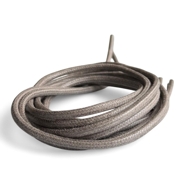 Pair of Round Shoelaces for Shoes - 110 cm - Romanian Army Military Surplus - Waxed - Grey - In Good Condition