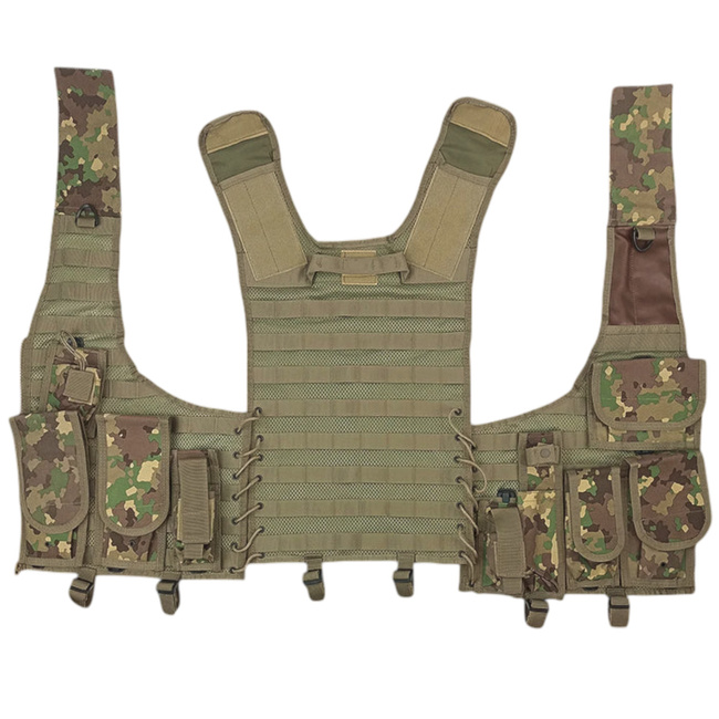TACTICAL VEST WITH MODULAR POUCHES - MOLLE - ROMANIAN ARMY MILITARY SURPLUS - M2017 CAMO - LIKE NEW