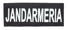 Back emblem "JANDARMERIA", on black backing and Velcro application - 26 x10,5 cm