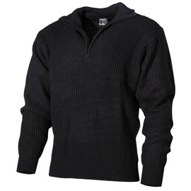 MFH® PULLOVER TROYER WITH ZIP - BLACK