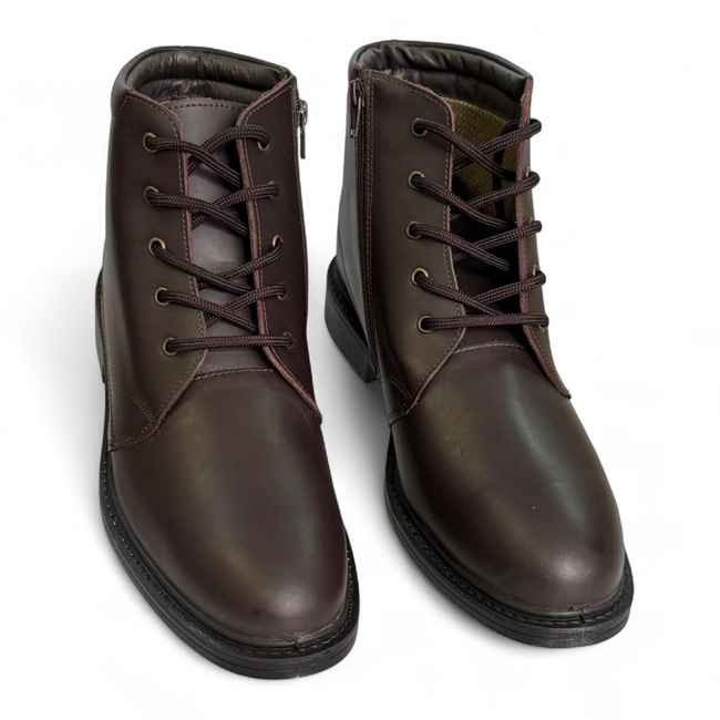 Laced Boots for Personnel, Students, and Cadets - LENOX - Brown