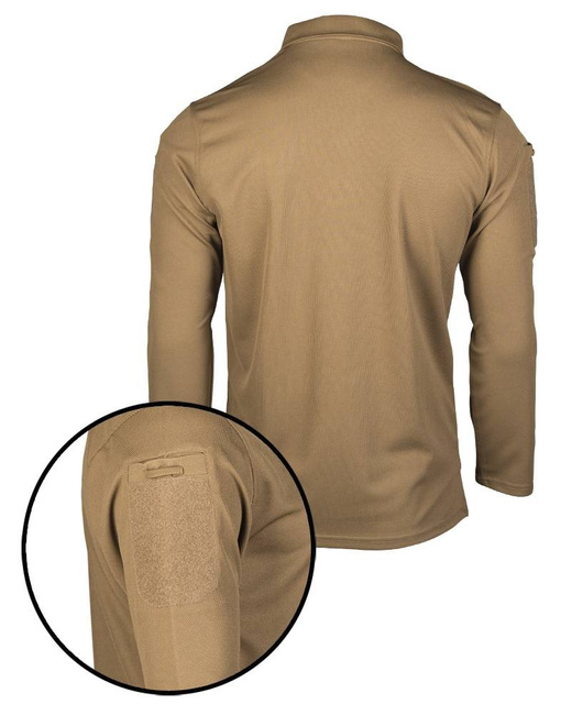 TACTICAL POLO SHIRT WITH LONG SLEEVES - QUICK DRYING - Mil-Tec - DARK COYOTE