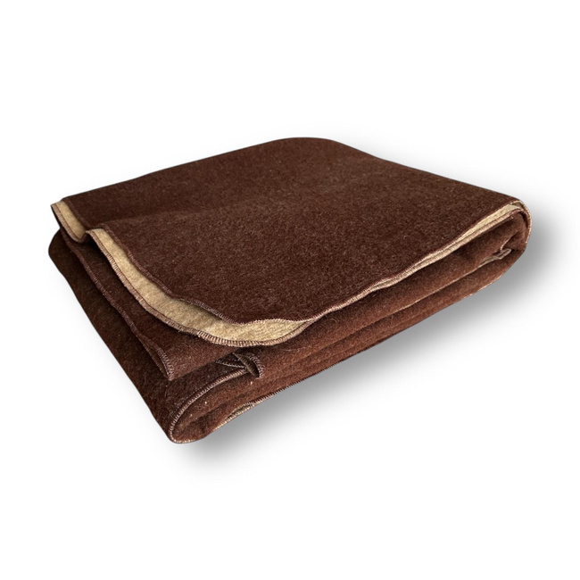 Merino Wool Blanket - Chocolat Model - 150x200 cm - 1800 g - Double-Sided (Light Brown/Dark Brown)