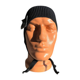 WOOLEN UNDER HELMET CAP - ROMANIAN ARMY MILITARY SURPLUS - BLACK - LIKE NEW