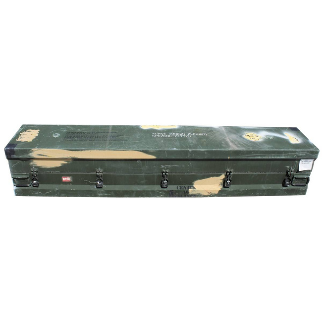 US METAL TRANSPORT BOX - "HELLFIRE" - OD GREEN - MILITARY SURPLUS - USED