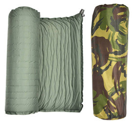 SELF- INFLATABLE SLEEPING PAD WITH COVER - DUTCH ARMY MILITARY SURPLUS - USED