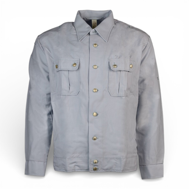 Service Shirt with Two Pockets and Long Sleeves - East German Navy Military Surplus - Volksmarine der NVA - Blue - Like Ne