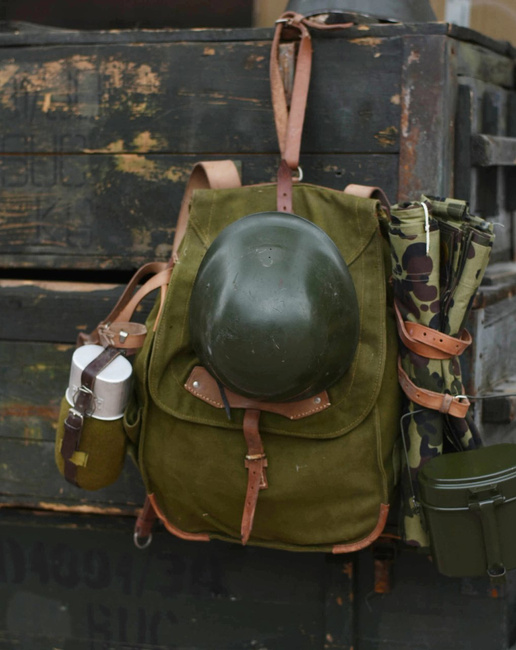 Military Olive Romanian Retro Rucksack - RSR Romanian army - OD Green - In good condition