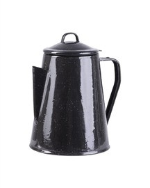 ENAMELLED COFFEE POT WITH PERCOLATOR - Mil-Tec® - BLACK