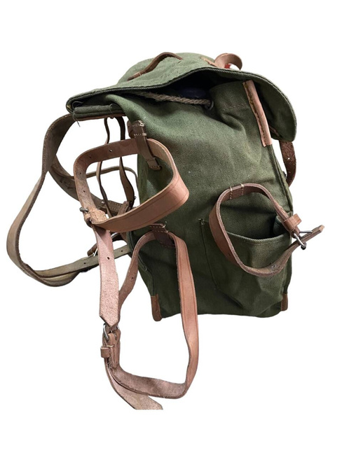 Military Rucksack- Cold War Romanian army (Canvas) - vintage rare - OD Green - Like new