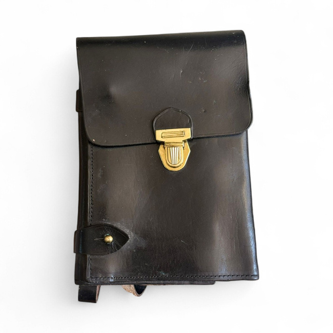 Leather Map Case - Military Porthart RSR Era - Officer - Romanian Army Surplus - Black - Like New