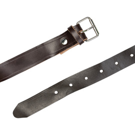 Leather Belt - 25 mm x 145 cm - East German Army Military Surplus NVA - Brown - Used