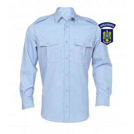 LONG SLEEVE BLOUSE SHIRT WITH POCKETS AND EPAULETS - MENS - BLUE - JANDARMERIA IJJ