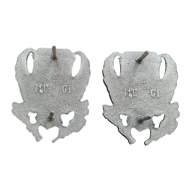 VINTAGE PAIR OF METAL COLLAR BADGES - EAGLE - US AIR FORCE ROTC B.O.S. - US AIR FORCE - AMERICAN ARMY MILITARY SURPLUS - LIKE NEW