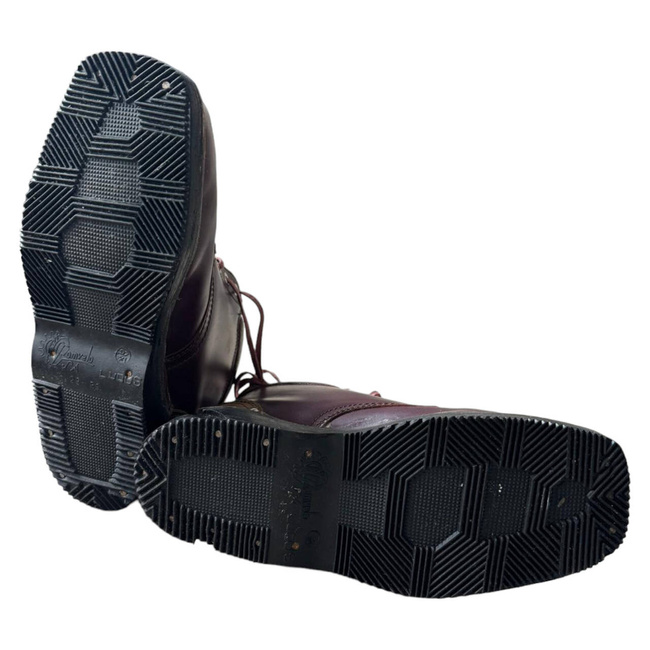 LEATHER MILITARY BOOTS - MOUNTAIN HUNTERS - MILITARY SURPLUS ROMANIAN ARMY- DARK RED - LIKE NEW