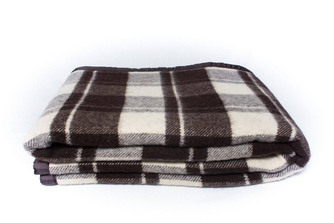 Romanian wool blanket, 145x200cm, brown - beige natural