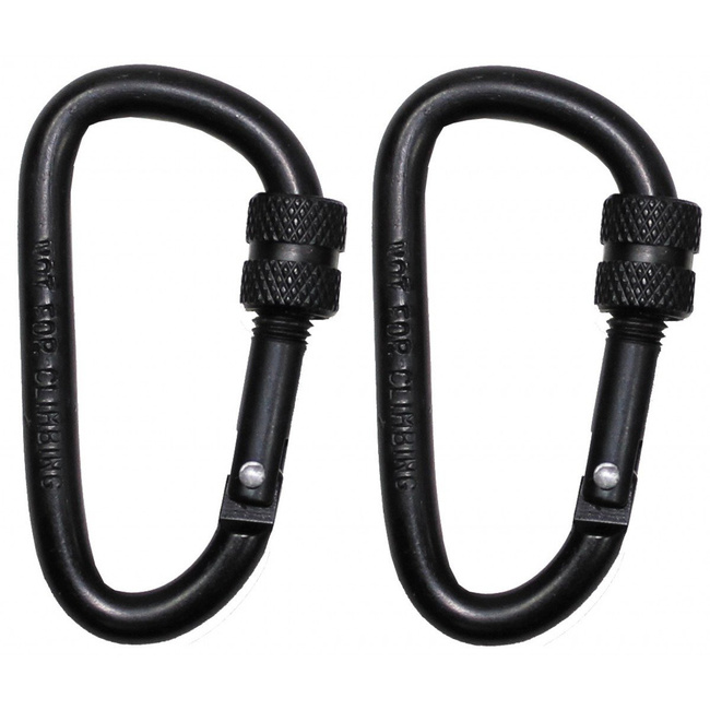 Screw lock carabiner - set of 2 pieces - Black