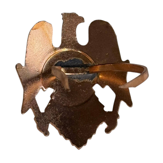 MILITARY CAP INSIGNIA - EAGLE WITH ENAMEL CREST - ROMANIAN MILITARY SURPLUS