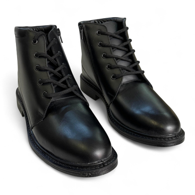 Laced Boots for Personnel, Students, and Cadets - LENOX - Black