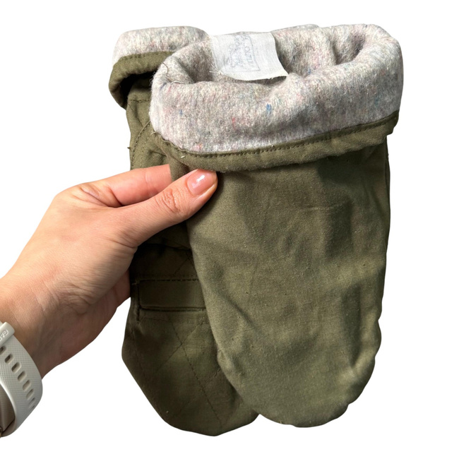 Insulated Protective Mittens Made of Tent Canvas Material, 2-Finger Design - Romanian Army Military Surplus - OD Green - Like New