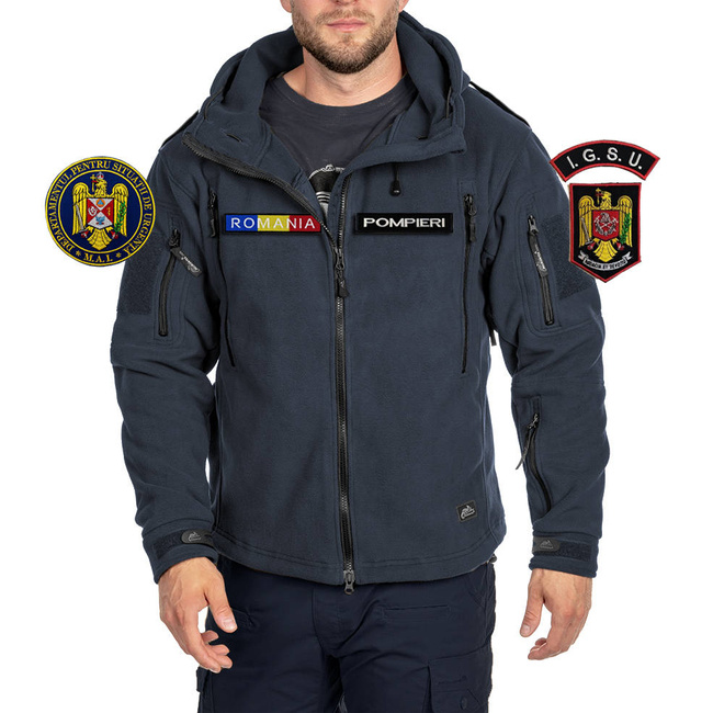 WINTER FLEECE JACKET - "PATRIOT" - HELIKON TEX® - NAVY BLUE - WITH EMBLEMS - ISGU/ DSU