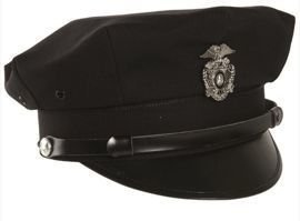Black US POLICE VISOR HAT WITH BADGE