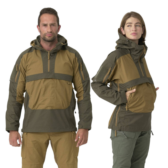 Unisex Tracer Anorak Jacket - Polycotton Stretch Ripstop - RAL 7013 Green - Helikon Tex