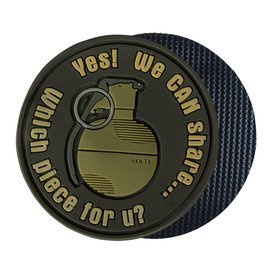 PVC PATCH WITH GRENADE - "WE CAN SHARE" - ∅ 5.5 CM - Helikon-Tex® - U.S. BROWN