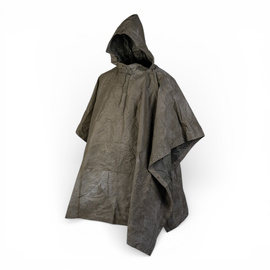 Rain Poncho - French Army Military Surplus - OD Green - Used