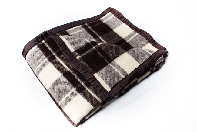 Romanian wool blanket, 145x200cm, brown - beige natural