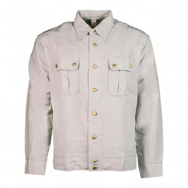 Service Shirt with Two Pockets and Long Sleeves - East German Navy Military Surplus - Volksmarine der NVA - Beige - Like Ne