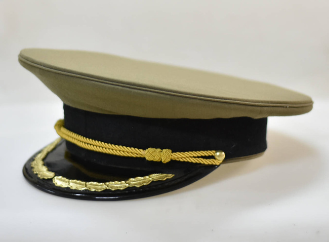 RSR OFFICER CAP - ARTILLERY/TECHNICAL - ROMANIAN ARMY MILITARY SURPLUS - OD GREEN - LIKE NEW