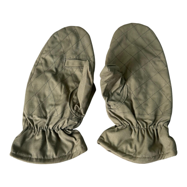 Insulated Protective Mittens Made of Tent Canvas Material, 2-Finger Design - Romanian Army Military Surplus - OD Green - Like New