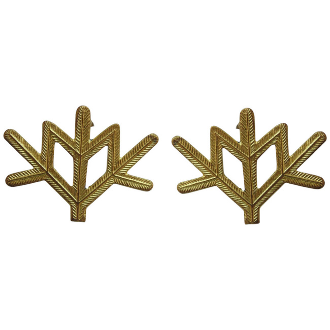 PAIR OF RANK INSIGNIA - MOUNTAIN HUNTERS - 1807 (VINTAGE) - ROMANIAN ARMY MILITARY SURPLUS - GOLDEN - IN GOOD CONDITION