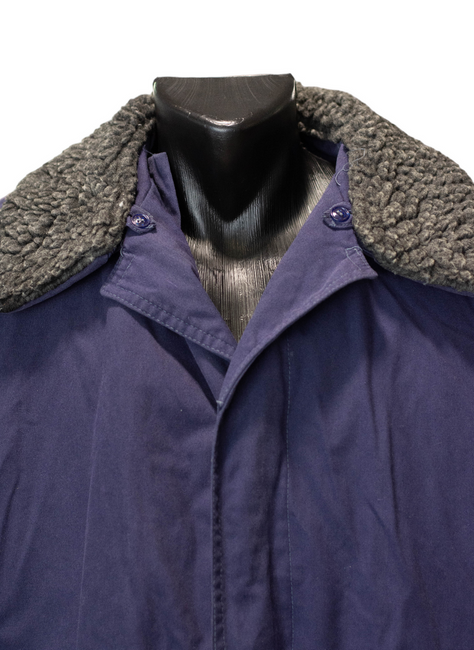 WINTER COAT - NAVY BLUE - ROMANIAN ARMY MILITARY SURPLUS - USED