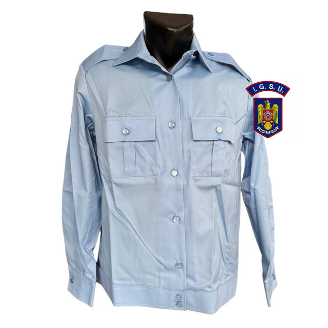 LONG-SLEEVED BLOUSE SHIRT WITH LONG SLEEVES, POCKETS, EPAULETS AND HEM BAND - MEN - BLUE - FIREFIGHTERS-I.G.S.U.
