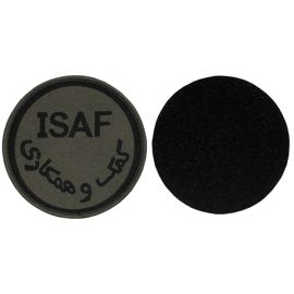 Velcro Patch, "ISAF",OD green, OD green, like new 7,5 cm diameter