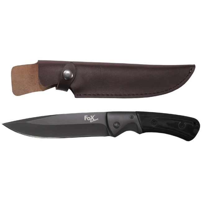 Knife, "Tiger",leather sheath, layer plastik handle
