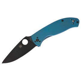 POCKET KNIFE Tenacious R.I.L. Blue Titanium Black Blade PlainEdge - SPYDERCO