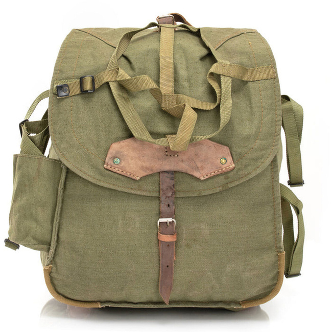 Military Rucksack- Cold War Romanian army (Canvas) - vintage rare - OD Green - Like new