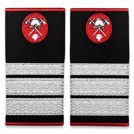 Grade Plutonier Major Pompieri ISU, IGSU țesute pe suport textil din tercot lipit, cu semn de armă brodat