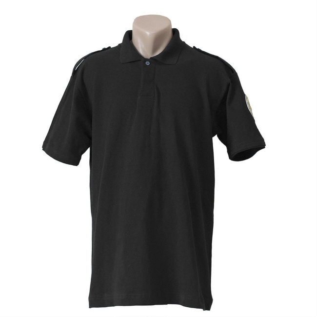 Prison Guard Polo T-Shirt, black with insignia