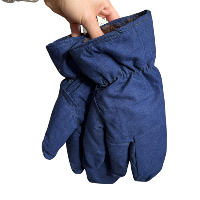 Insulated Protective Gloves Made from Military Tarpaulin Material, 3-Finger Design - Romanian Army Military Surplus - Dark Blue - In Good Condition