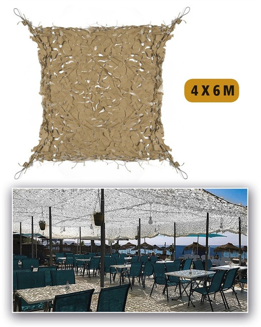 LEAF NETTING FOR SUN PROTECTION - RIP-STOP FABRIC - Mil-Tec - DESERT - 4 x 6 M