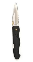BLACK ONE-HAND OPENER KNIFE ´WOLF´ 3 1/2´´ HALF SERRATED BLADE