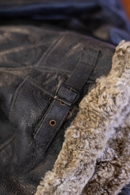 LEATHER FUR JACKET - ROMANIAN ARMY MILITARY SURPLUS - USED