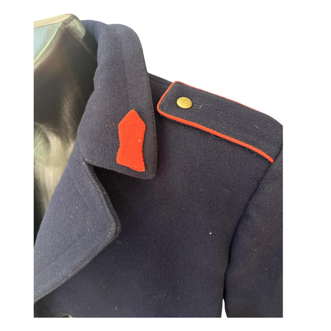 Navy blue wool coat with red epaulettes - Romanian military surplus - Used