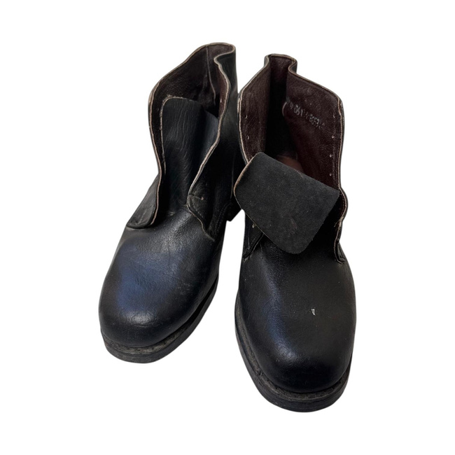 Leather Lace-Up Boots - Clujana - Romanian Army Military Surplus - Black - Good Condition