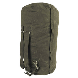 DUFFLE BAG WITH ZIPPER AND 2 STRAPS ON THE BACK - GERMAN ARMY BW MILITARY SURPLUS  - GREEN OD - USED